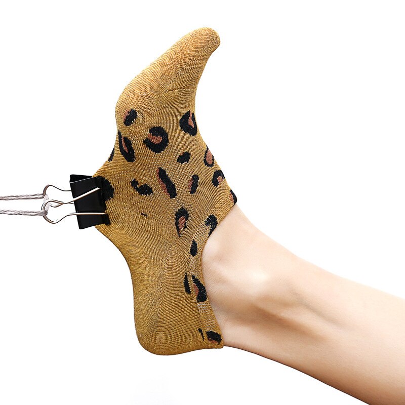Harajuku afslappede strømper leopard dame ankelstrømper hvide bomuld åndbare sokker skridsikre usynlige bådstrømper calcetines