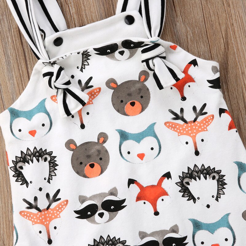 Zomer Mooie Mooie Peuter Baby Meisjes Jongens Romper 0-24M Mouwloze O-hals Cartoon Animal Print Bedekt Knop Romper jumpsuits