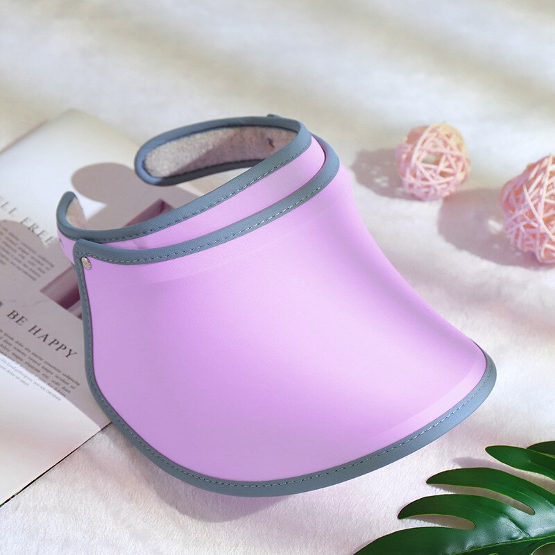 Sun Visor Hats Women Large Brim Summer UV Protecting Beach Outdoor Cap ALS88: Purple