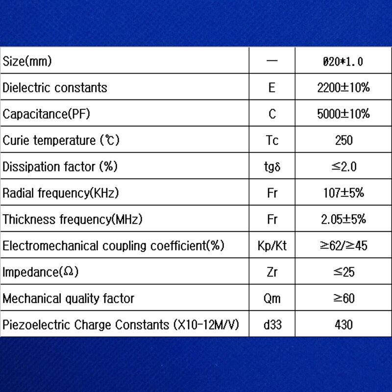 Ultrasonic Piezoelectric Ceramic Disc 20*1.0mm-PZT5 Piezo Disks PZT Crystals Sensor Elements Chips Cleaning Transmitter Chips