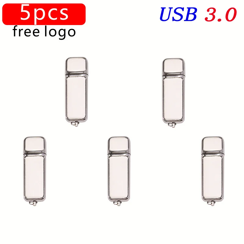 5 STÜCK LOS Hochgeschwindigkeits-USB-3.0-Blitz-Laufwerk 128 GB Kostenloses individuelles Logo Erinnerung Stock 64 GB 32 GB 16 GB Weiße Papierbox U-Disk-Leder 8 GB: WEISS / 4GB