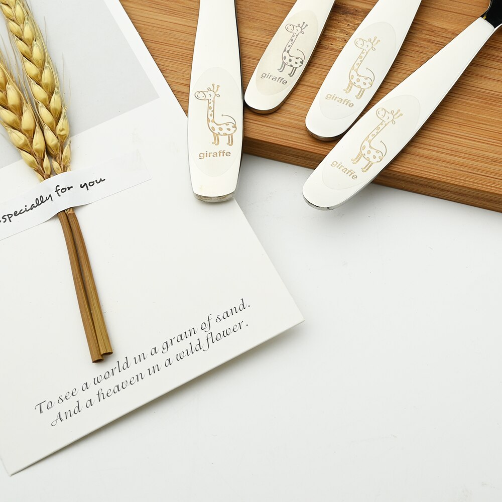 Cartoon Dinnerware 18/10 Stainless Steel Set Baby Dishes Dinner Spoons Fork Knife Baby Kids Learning Eating Children Tableware