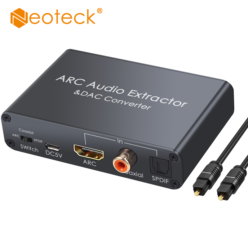 Neoteck arc dac muunnin adapteri hdmi-yhteensopiva audio paluukanava digitaalinen optinen spdif koaksiaali analogiseen 3.5mm l/r stereo