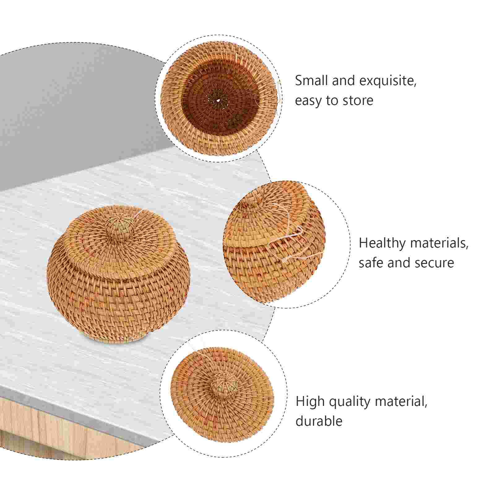 1Pc Woven Storage Basket Natural Rattan Woven Multi-use Storage Organizer Sundries Basket