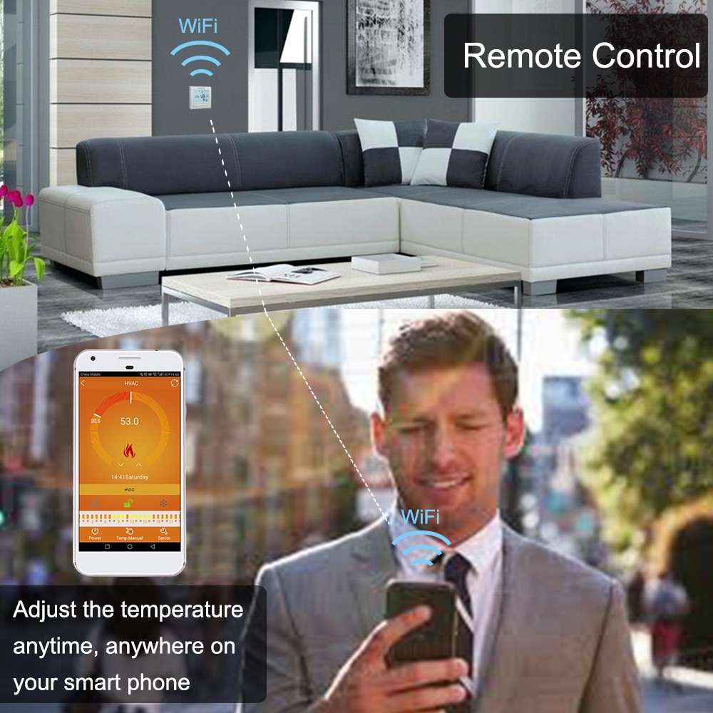 BEOK BOT-313WIFI Caldaia A Gas Termostato per il Riscaldamento Blue & White AC220V Wifi Regolatore di Temperatura per Caldaie Settimanale Programmabile