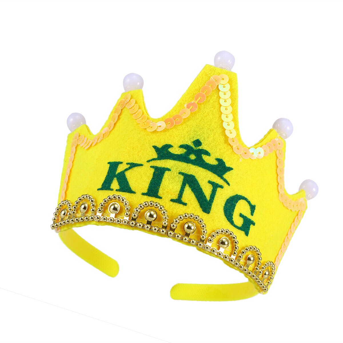 LED Light Birthday Party Hats Crown King Birthday Party Caps for Kids ) - Red Color