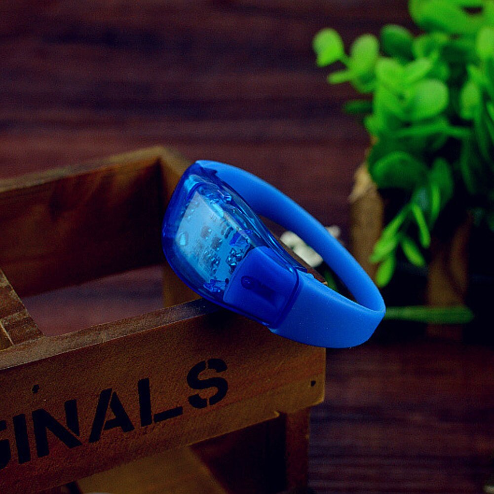 Newly Unisex Sound Controlled LED Light Up Bracelet Activated Glow Flash Silicone Bangle For Festival Party FIF66