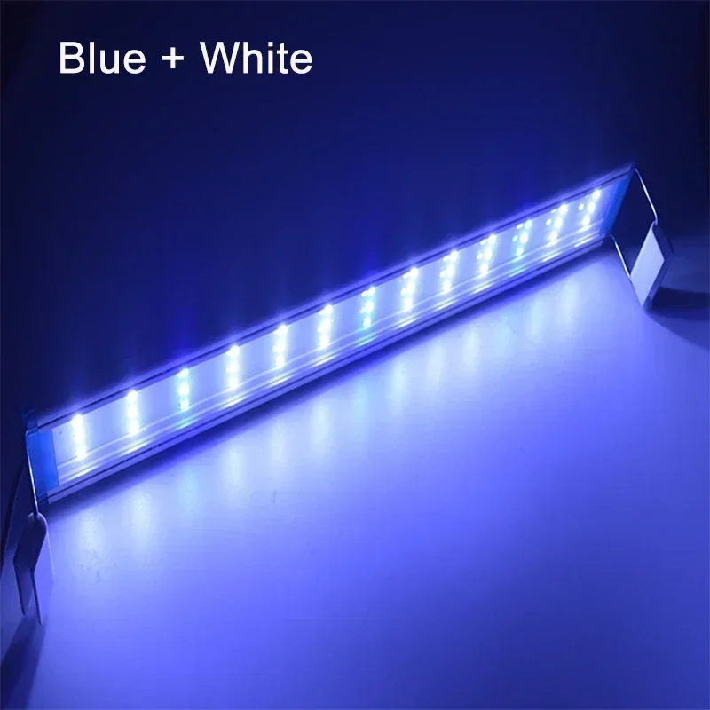 Luz LED para acuario, pecera súper delgada, iluminación de cultivo de plantas acuáticas, lámpara de Clip brillante impermeable, LED azul de 18-75cm para plantas de 220v