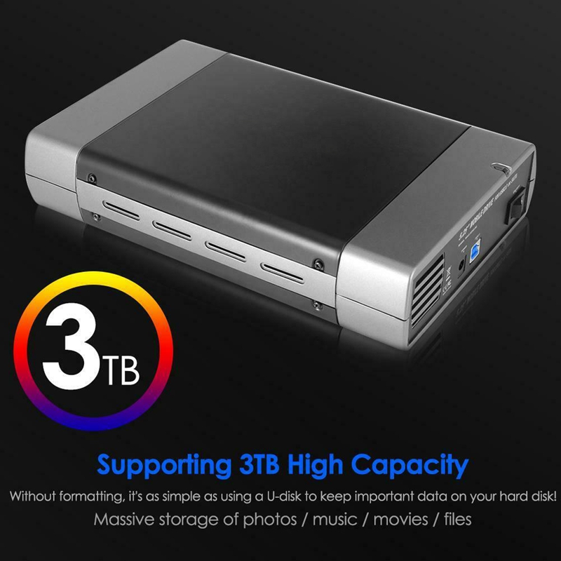 USB 3.0 DVD CD Case External HDD Mobile Box for 3.5 inch SATA Enclosure ROM Burner EU Plug