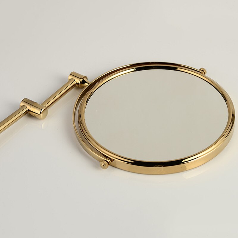 Bath Mirrors 8 inch Bathroom Folding Brass Shave Makeup Mirror Golden