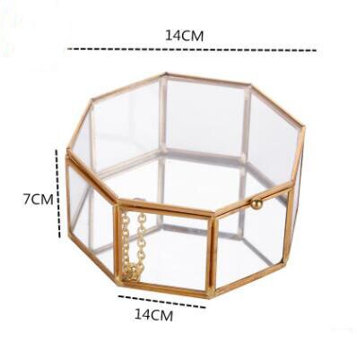 Geometryczne przezroczyste szklane pudełko na biżuterię Tabletop sukulenty pojemnik domowa biżuteria robić przechowywania szkła dekoracja rzemieślnicza: C