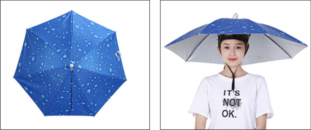 Outdoor Portable Umbrella Hat Sunscreen Waterproof Foldable Beach Hats Universal Umbrella Headwear Sun Fishing Hats Camping 2025: BLEU CIEL