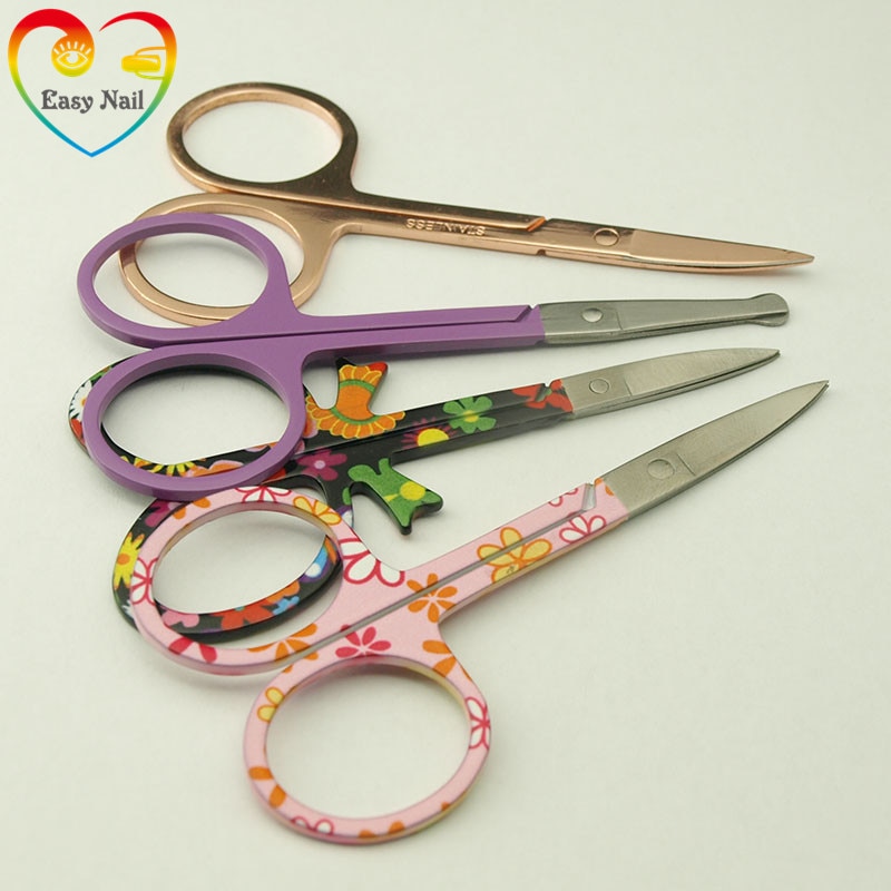 Facile À Ongles 1 pièces Joli Motif Maquillage Ciseaux Manucure Pour Ongles Sourcils Nez Cils Cuticule Ciseaux Outils De Maquillage, 4 types.