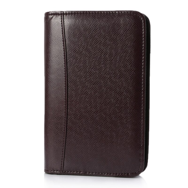 PU Leather Cover A6 Zipper Notebook Loose-Leaf Business Notepad With Calculator: brown