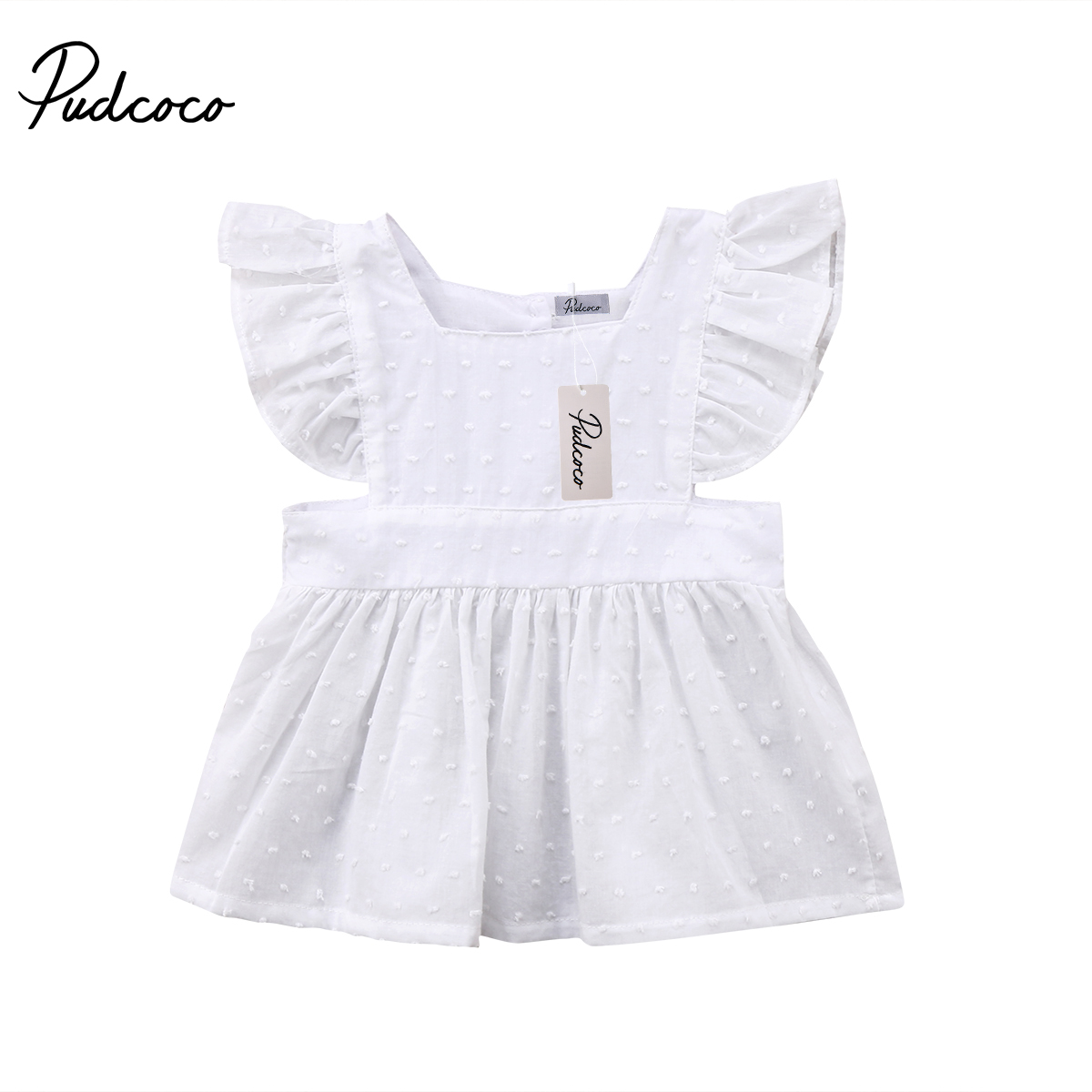 Vackra nyfödda barn bebis flickor volang blusar toppar sommarskjorta blus klänning kläder outfits: 6m