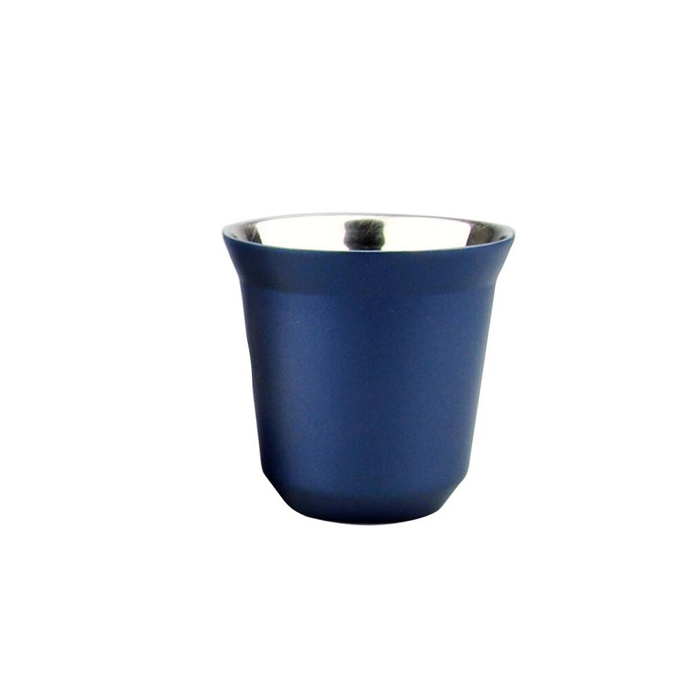 80ml dobbel vegg kaffekopp rustfritt stål kaffekrus espresso kaffekopper isolasjon kaffekopp kapsel krus te kaffekopper: Forretningsblått