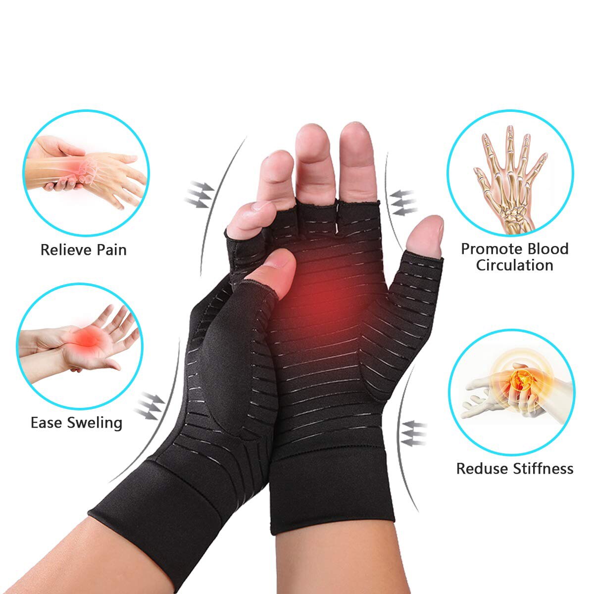 Håndgigt handsker terapeutisk kompression unisex cirkulation greb gigt handsker sport håndflade beskytte håndledsstøtte