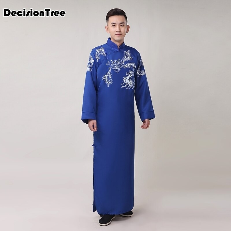 rouge à manches longues chinois hommes rayonne robes robe homme kimono peignoir vêtements de nuit vêtements de nuit chinois robe