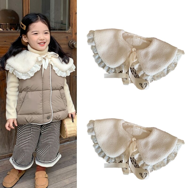 Lam Fleece Kant Kids Sjaal Baby Sjaal Kraag Das Voor Meisjes Sjaals Herfst Winter Kinderen Halsdoek Bib