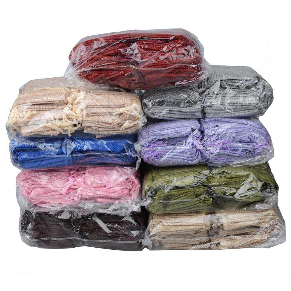 25 Stks/partij Trekkoord Jute Jute Zak Vlas Tassen Sieraden Verpakking Zakken Voor Bruiloft Snoep Tas Kan Afdrukken Logo