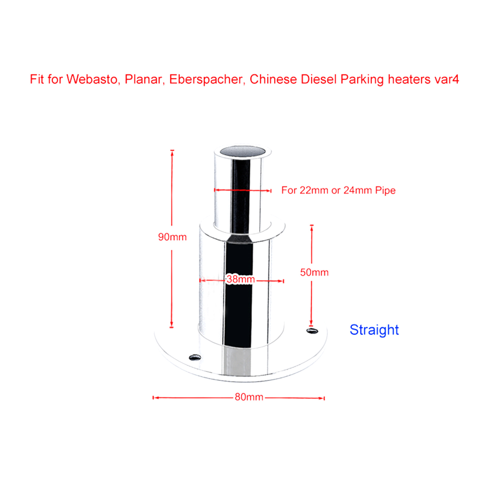 Stainless Steel 316 Thru Hull Exhaust Fitting Tube Pipe Socket Hardware Part of Air Diesel Heater For Boat Truck Accessories