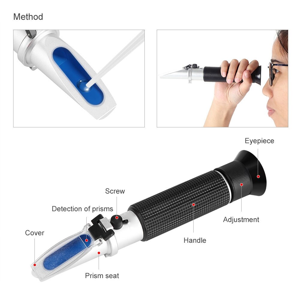 Håndholdt alkohol grad vin 0-80%  test refraktometer vin tester vandmåler måleinstrument