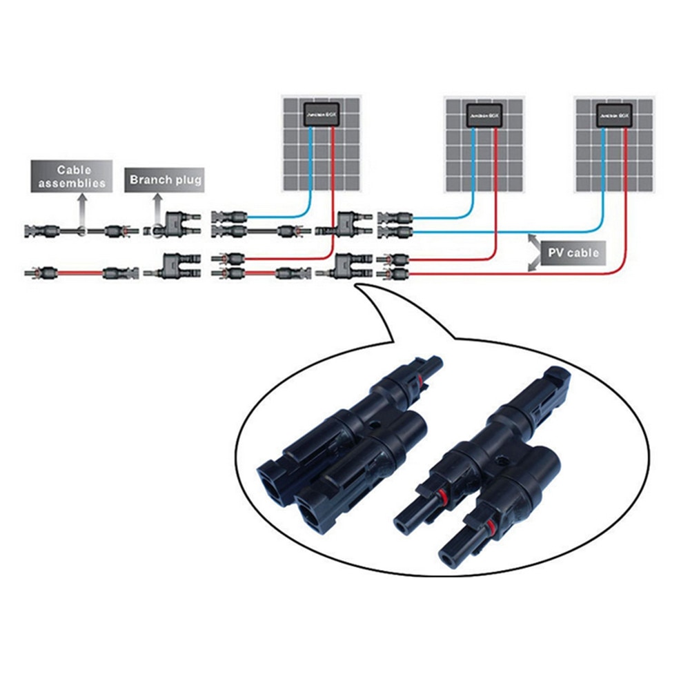 2 til 1 solconnector flerfags solcellekontakt til tilkobling av solcelleanlegg til hann og hun