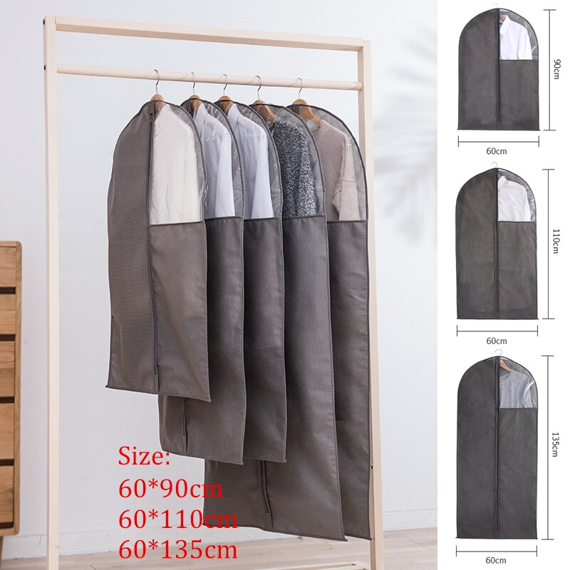 Housse de rangement en tissu Non tissé 1 pièce, housse Anti-poussière, sac de rangement en tissu Non tissé, fenêtre transparente, organisateur de manteau, costume de protection, enveloppe de vêtement pour la maison