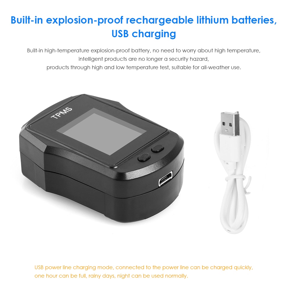 Waterproof Wireless Motorcycle TPMS Motorbike Electric Bike Tire Tyre Pressure Monitoring System with External Sensors