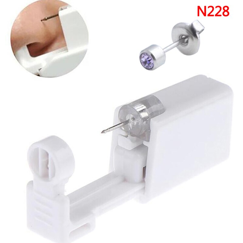 Earring Star Disposable No Pain Safe Sterile Ear Stud Piercing Gun Kit Nose Stud Piercing Tool Kit Build In Steel Stud: 228