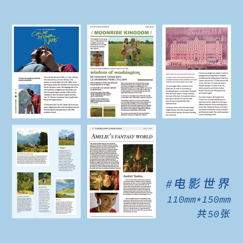 50 stk/parti memoblokke materiale papir fryseramme øjeblik junk journal scrapbogskort retro baggrundsdekorationspapir: Dianyingshijie