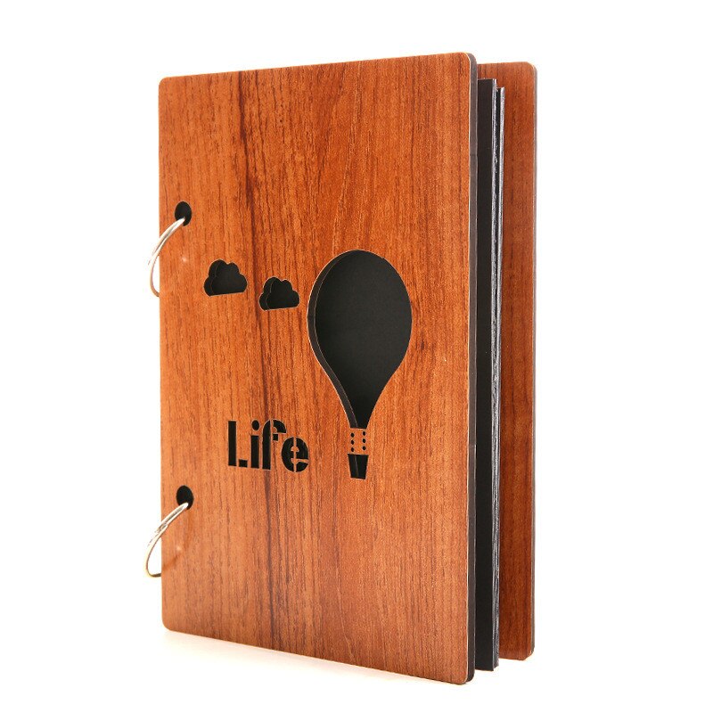 Album Photo en bois de 6 pouces, fait à la main, feuille ample, collé, pour bébés amoureux, mariage, DIY bricolage, Photo commémorative,: Life--black page