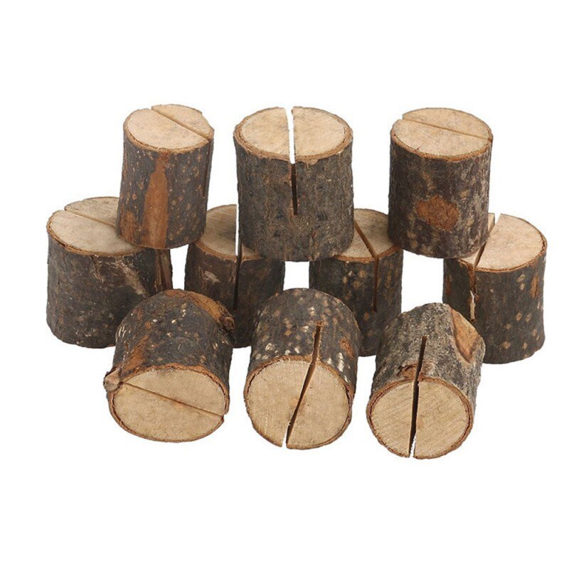 10Pcs Houten Stump Visitekaartjes Houder Wedding Party Naam Kaarthouder Stand Tafel Menu Foto Handige Kaarthouder
