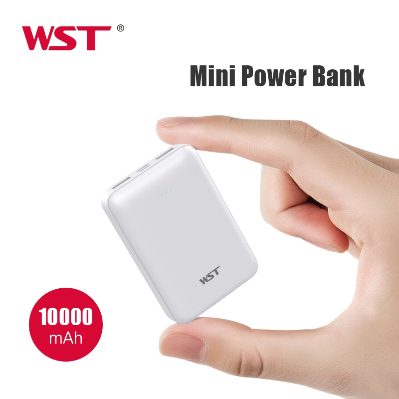 WST 10000mAh mini przenośny Bank mocy podwójne wyjście wejściowe z USB C mikro USB ładowarka robić telefonu komórkowego