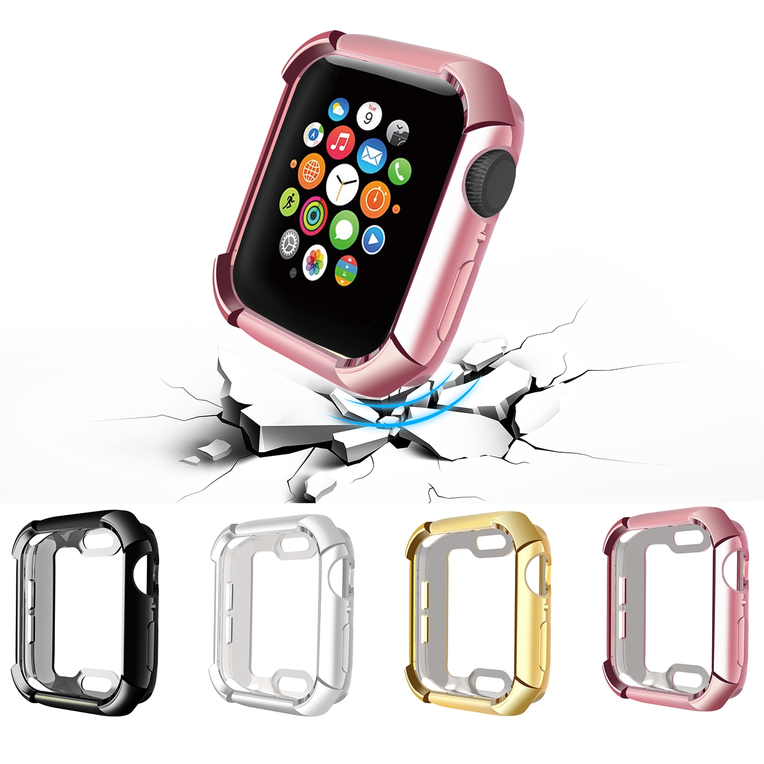 Funda para reloj Apple Watch 5/4 40mm 44mm protección completa a prueba de caídas fundas de TPU para iWatch Series 5 4 42mm 38mm