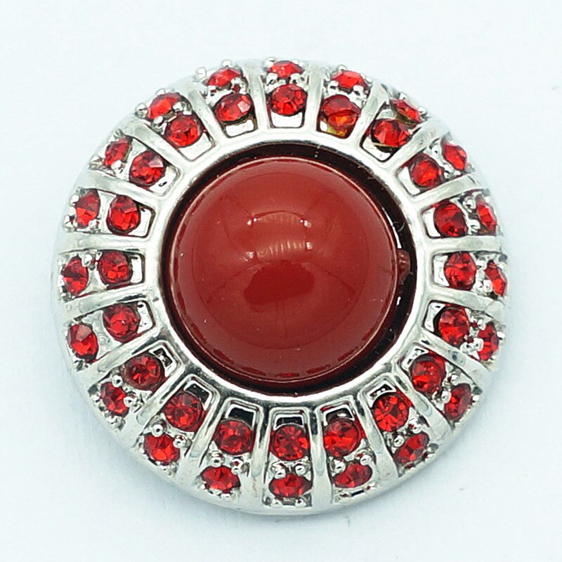 KZ1379 Beauty Red rhinestone Round 20MM snap buttons fit snap jewelry
