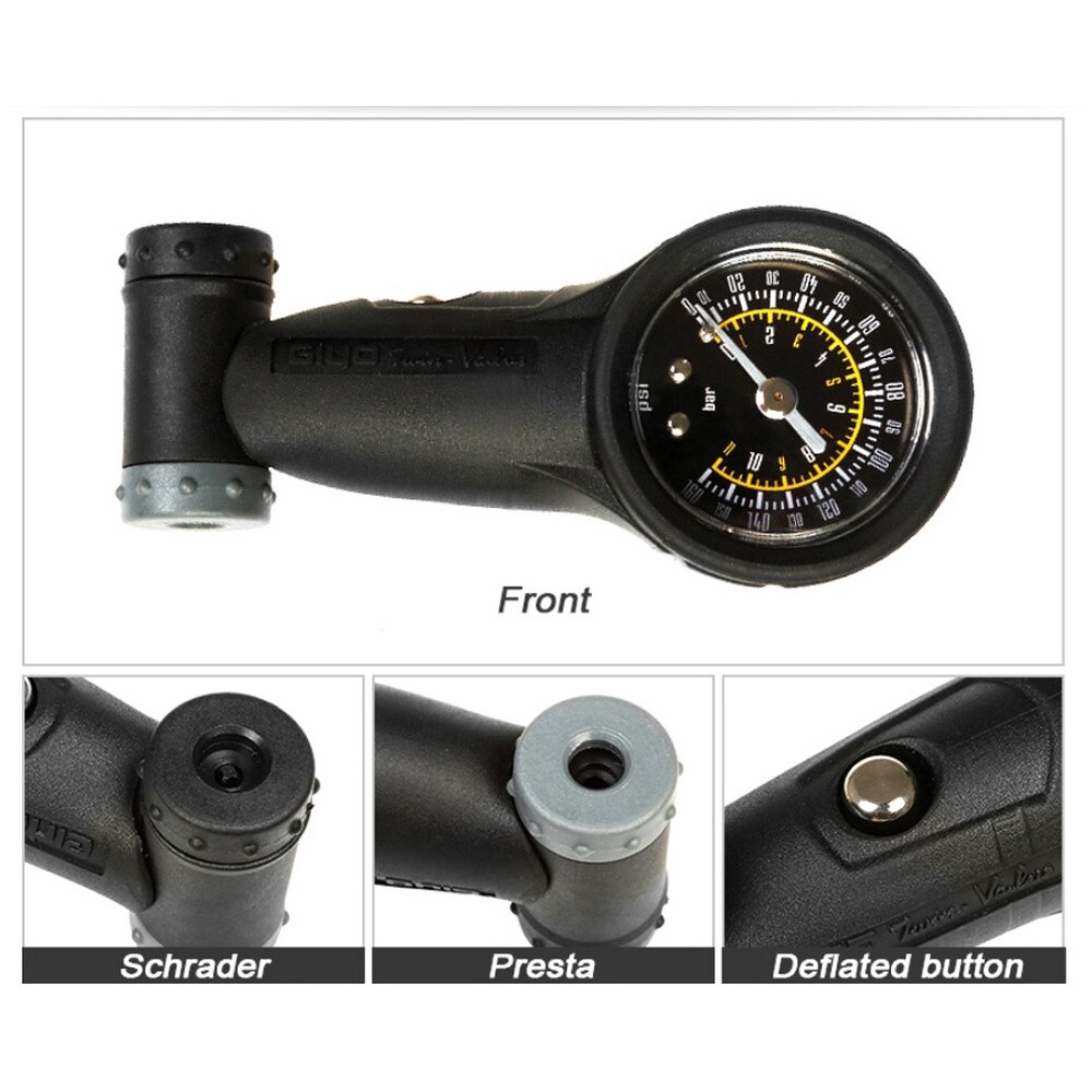 Manómetro para neumáticos de bicicleta, válvula Schrader Presta, indicador de presión de aire, barómetro, accesorios para bicicleta de carretera, 160 PSI