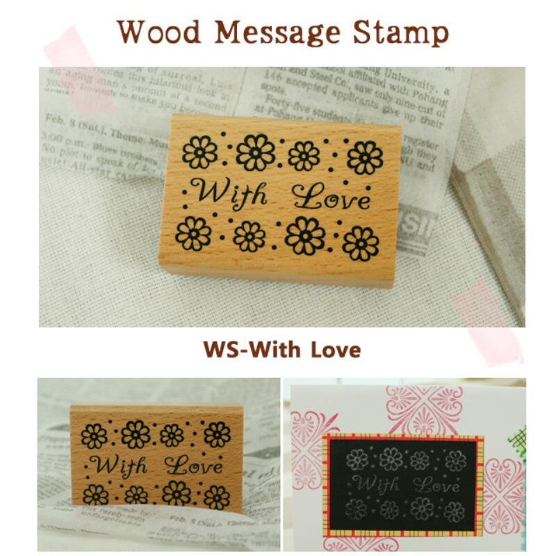 1 unidad/lote, sello de madera con mensaje de bendición, DIY con amor, gracias por la decoración de colección de recortes, 5 diseños exclusivos