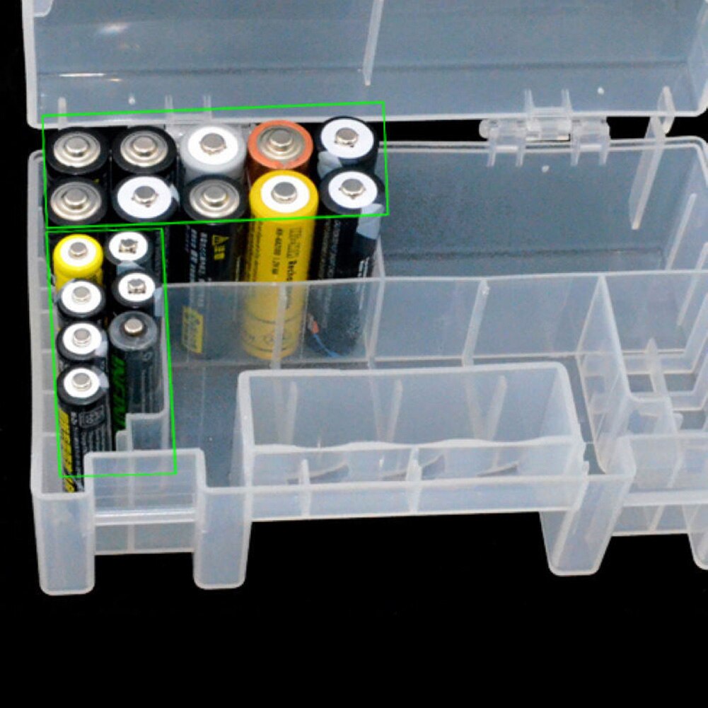 Clear Hard Plastic Battery Case Organizer Inner Compartment Storage Box Wear Resistant Portable For 20*AA+14*AAA batteries
