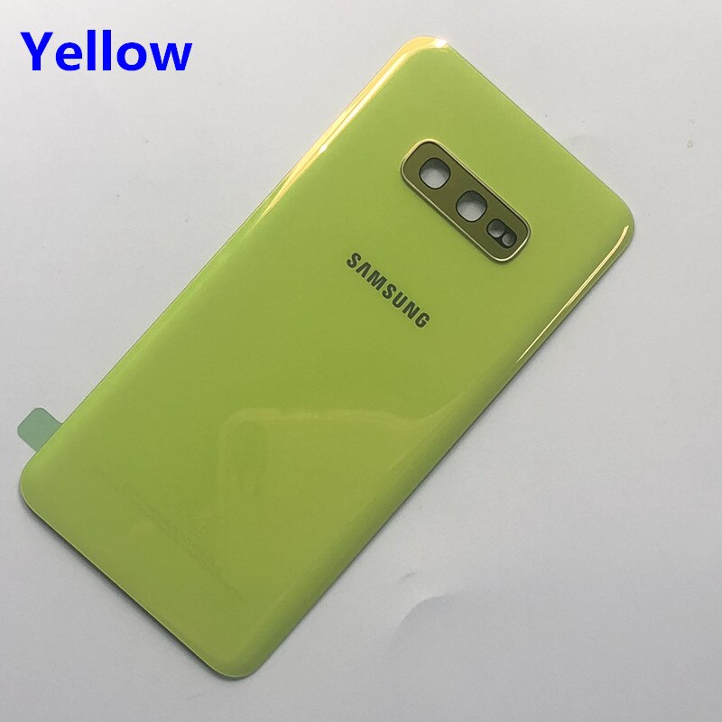 Sostituzione vetro posteriore per Samsung Galaxy S10 G973F S10 + G975F S10E G970 coperchio batteria custodia porta posteriore + sticke impermeabile: S10E yellow