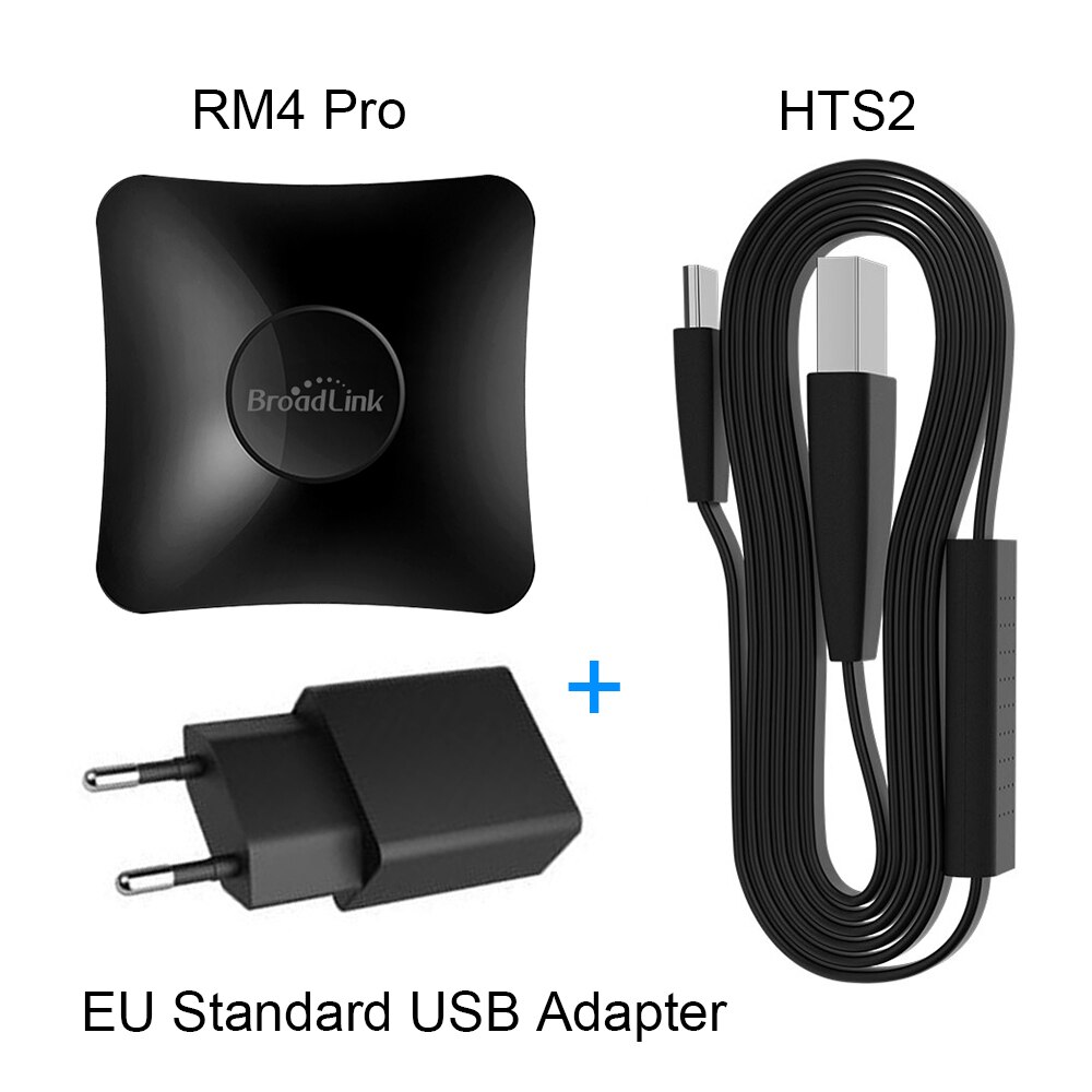 Broadlink  rm4 pro  rm4 mini  rm4c version wireless universal remote control hub with hts 2 temperature and humidity sensor smart home solution: Eu  rm4 pro hts 2