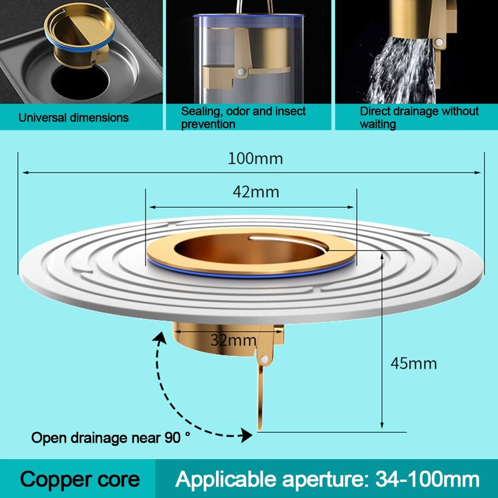 Bath Shower Floor Strainer Cover Plug Trap One-Way Drain Valve Toilet Insect Prevention Deodorant Sewer Strainer Floor Drain: Burgundy