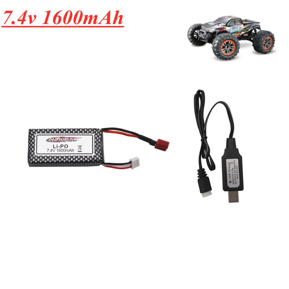 Limskey Li-polymer Battery - 1600mAh 7.4V 2S - Charger Set for XLH 9125 RC Car: Red