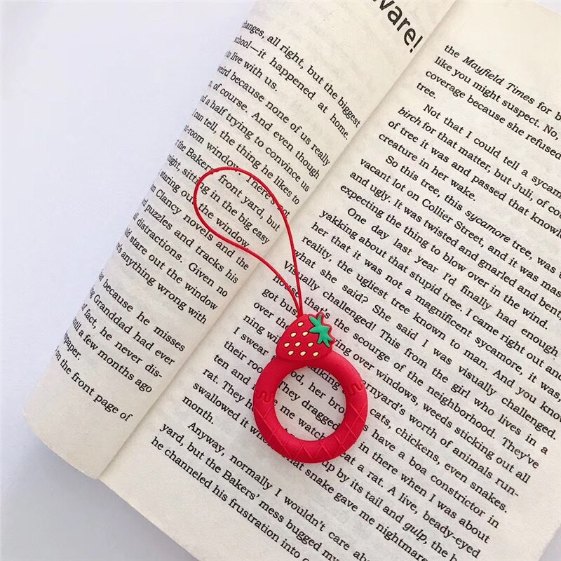 Bonito llavero de piña aguacate, Correa Universal de silicona para teléfono móvil, colgante para GoPro, correas para teléfono móvil: strawberry B