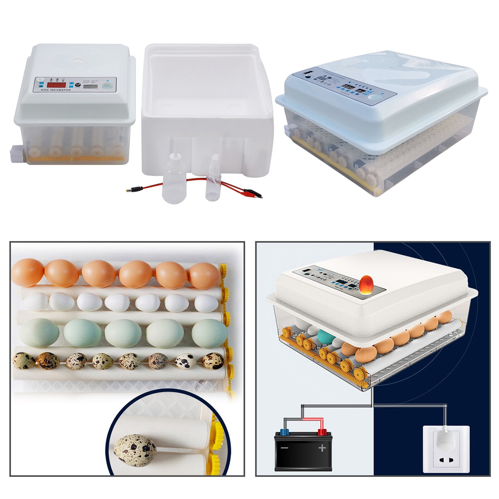 16/36 Egg Incubator for Hatching Eggs, Digital Mini Incubator with Automatic Turner Adjustable for Chicken Duck Quail Bird Eggs