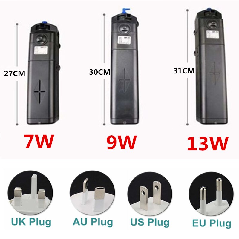 4 in 1 Internal Fish Tank UV Sterilizer Filter Pump With 7/9/13W UV Lamp Pond Aquarium Submersible Oxygen Filter Water Pump 220V