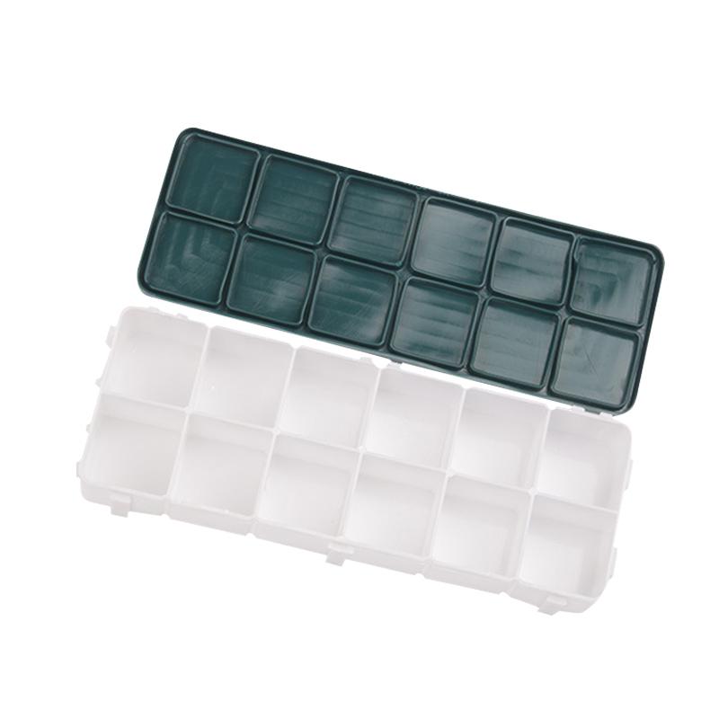 Compartment Palette Rubber Color Leaking Plastic Box For Watercolor Gouache Acrylic Oily Coatings Waterproof Pigment Palette: 12 Grid