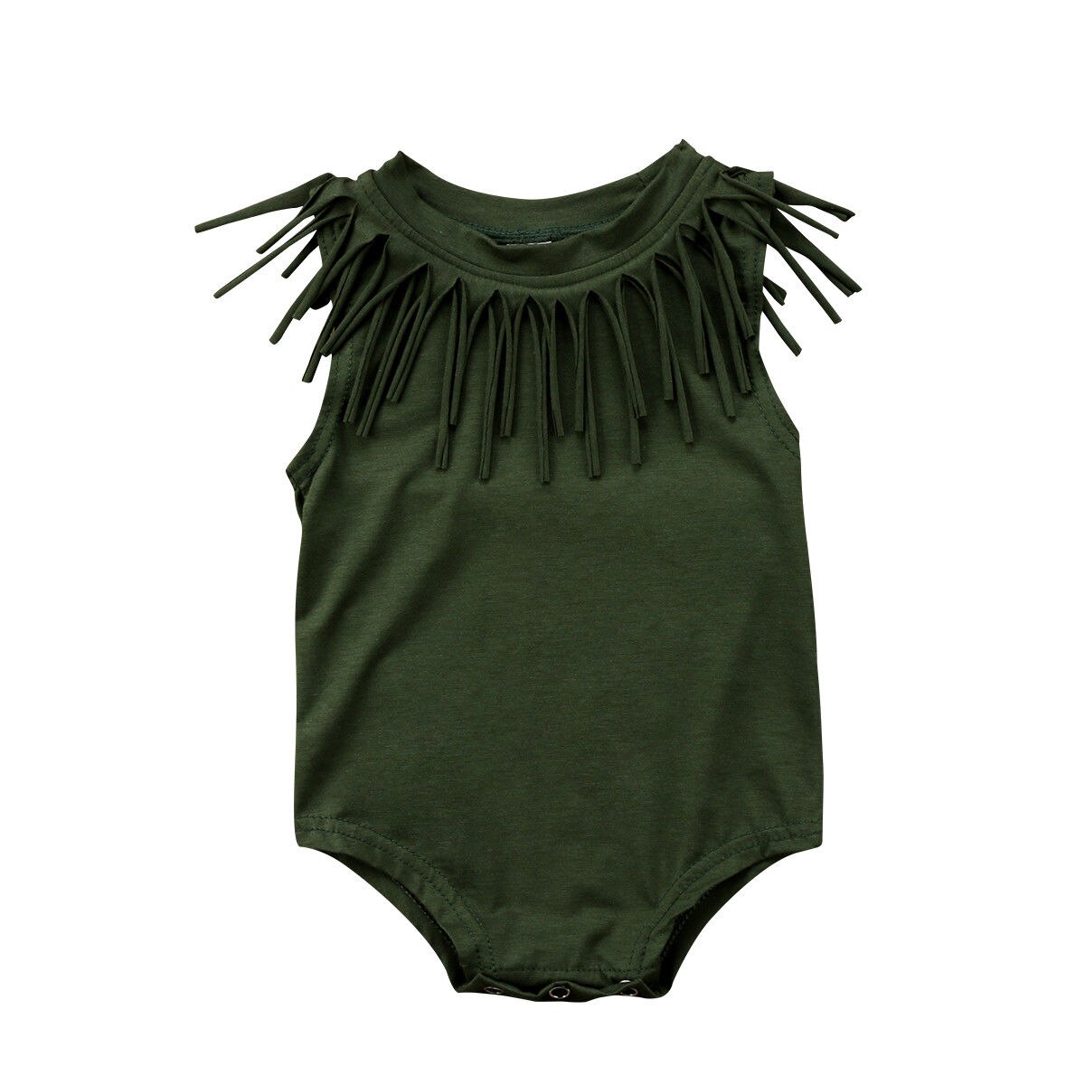 ! bonito mono negro/verde para bebés y niñas, mono de verano con borlas: Verde / 6 meses