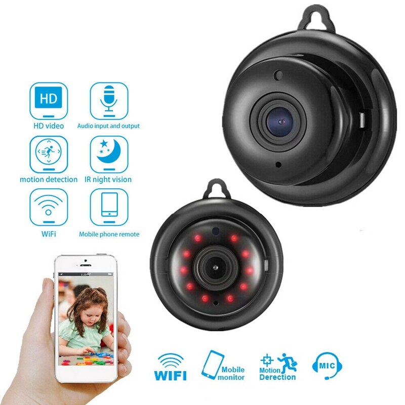 1080p trådløse mini wifi kamera hjemmesikkerhedskamera ip cctv overvågning ir nattesyn bevægelsesdetekter babyalarm(eu stik, inf