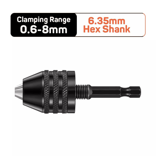 Mandrin de perceuse sans clé 0.3 – 6.5, Mini perceuse électrique auto-serrant, adaptateur de mandrin, fixation à pince, tige hexagonale de 1/4 pouces, convertisseur à changement rapide: 0.6-8 6.35mm Hex